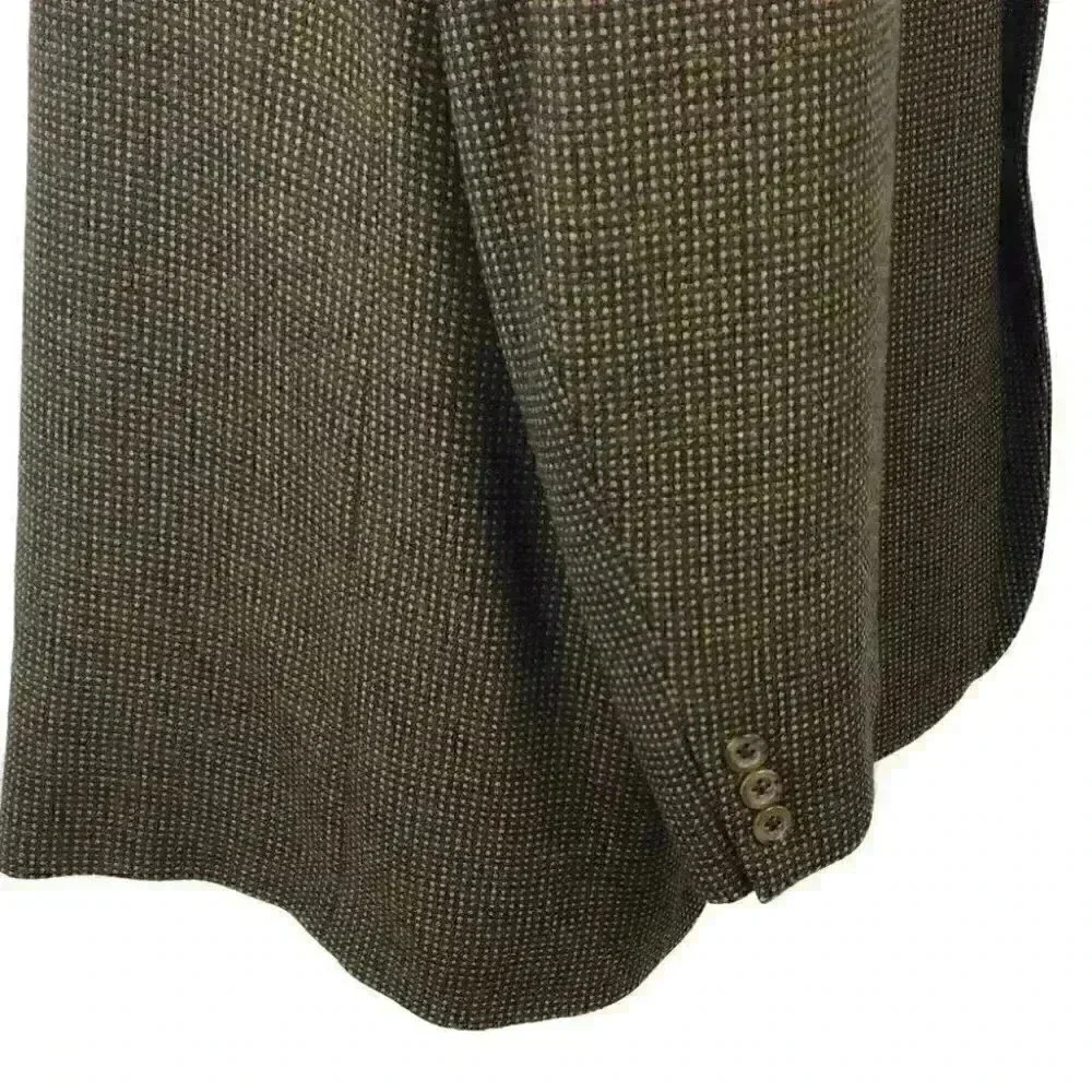 Jack Victor Super 100s Mens 46L 2 Button Blazer Sport Coat Brown Wool Box Check